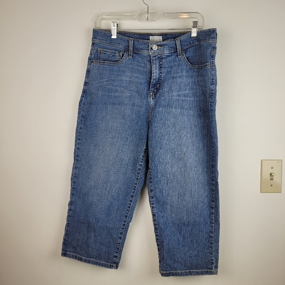 Levi's Denim - Levis 512 Perfectly Slimming High Rise Cropped Women's Blue Jeans grandma 14